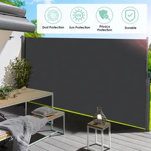 Retractable Side Awning for Patio - UV Resistant & Waterproof Outdoor Privacy Screen for Garden, Balcony, Courtyard - Easy Install Dark Grey Shade Cover，Father'sDayGift