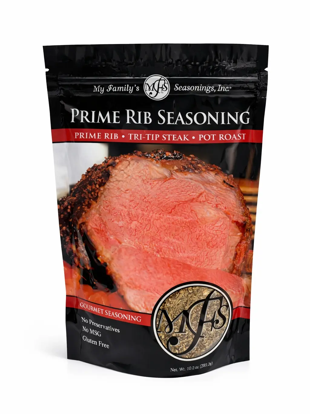 MY FAMILY'S SEASONINGS Prime Rib & Vegetable Powder Seasoning, 10.2 oz, Natural, Sugar-Free, Gluten-Free, Black Pepper, Rosemary Garlic, 24-Month Shelf Life, Pantry Spice for Steaks & Cooking