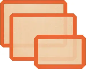 Silicone Baking Mat, Baking Sheets Non Stick, Silicone Mats for Baking, 3 Pcs Baking Supplies for Cookies, Bread & Pastry, Heat-Resistant & Reusable, Orange