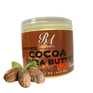 RA COSMETICS Whipped Cocoa & Shea Butter With Turmeric Oil | 100% Pure and Natural African Shea Butter for Men & Women - Ultimate Handcrafted Moisturizer with Essential Vitamins for Radiant Skin & Luscious Hair