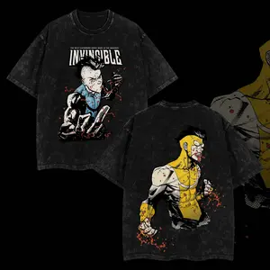 Superstyle Limited Edition Mohawk Vs Mark Invincible War Comic Double Printed Oversize Lightweight Acid ed Tee Tv Se Relaxed Everyday Shirt