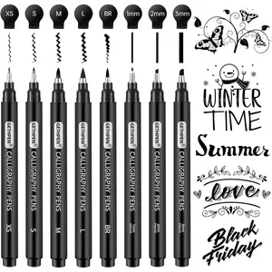 Calligraphy Pens for Writing, Brush Calligraphy Set for Beginners, Calligraphy Markers, Black Archival Ink Hand Lettering Pens for Art Drawing, Sketching, Scrapbooking