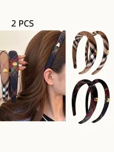 British Style Striped Plaid Hair Accessories Thicked Sponge Head Bands European Classic Grid Frabic Daily Headwrap Scrunchies
