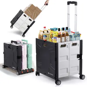 165LBS Black Collapsible Grocery Cart with Wheels – Folding Rolling Cart for Apartments, Shopping & Weekly Errands | Hombetta outdoorfun