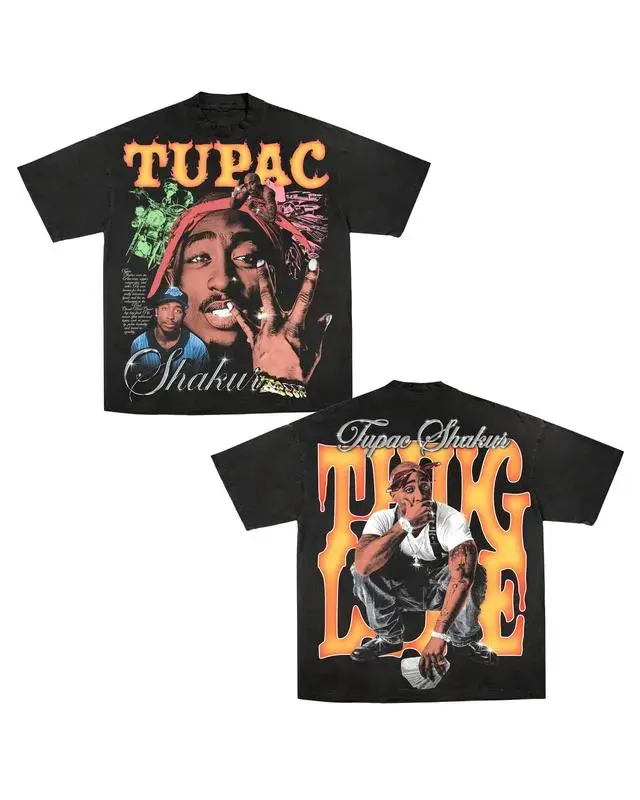 Tupac Shakur, Vintage 90s Tupac Shakur 2Pac Bling Big Face Hip Hop Rap T Shirt Mens11 Crewneck Cotton