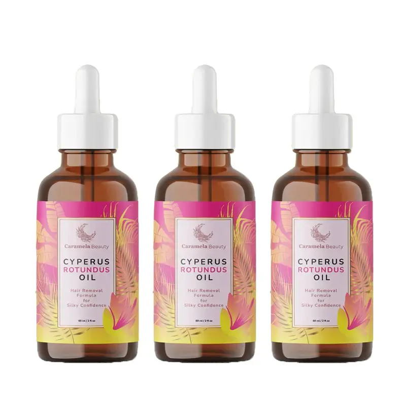 3Pcs Caramela Beauty Cyperus Rotundus Oil Natural Hair Inhibitor Oil, Slow Hair Regrowth Hydrating Smoothing Body Oil for Legs Arms Face Underarms, All Skin & Hair Types Plant Based Hair Reduction Oil