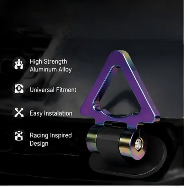 Purple Bumper Tow Hook, Lightweight Aluminum Alloy Car Fastener, Easy Mount, Quick Installation, JDM Vibe Automotive Accessory, Race Inspired
