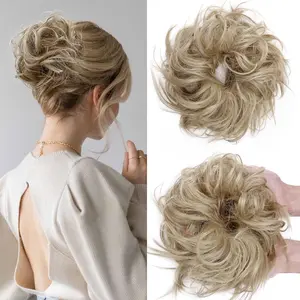SEGOHAIR Messy Bun Hair Piece Fake Hair Bun Hair Scrunchies Bun  Synthetic Hair Bun Piece for Women, Curly Wavy Elastic updo Scrunchy Bun25-45g band
