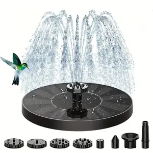 Solar Bird Bath Fountains,1.5W Solar Fountain Pump with 6 Nozzles for Bird Bath with Brackets,Standing Solar Panel Kit Water Fountain for Garden, Pond, Pool, and Outdoor
