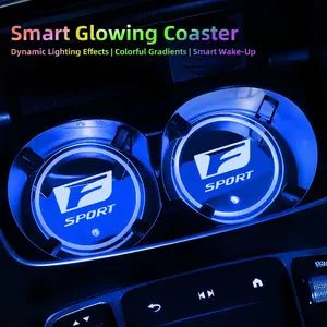 2Pcs Car LED Luminous Water Cup Coaster Colorful Coaster Lamps For Lexus F-SPORT ES RX NX LS UX LM LX GX LC RZ IS CT GS RC HS SC TX LBX IS300 RX350 LS500 LX600 NX260 CT200 Car Interior Accessories