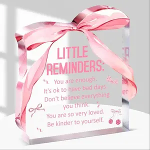 Coquette Bow Room Decor, Girls Academy Style Room Decoration, Inspirational Gift, Creative Desktop Decoration, Transparent Acrylic Desktop Sign, Acrylic Plaque Sign
