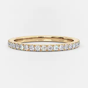 Effinny Full Eternity Thin Band Golden Wedding Ring,925 Sterling Silver Stackable Ring for Women, Unisex, Daily