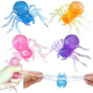 4 Pack Slow Rising Spider Squishies (Pink, Purple, Blue, Yellow) - Ultra Soft Stress Ball for Adults, Sensory Fidget Toy, Fun Office Desk Decor & Anxiety Relief Gift Squishy Series