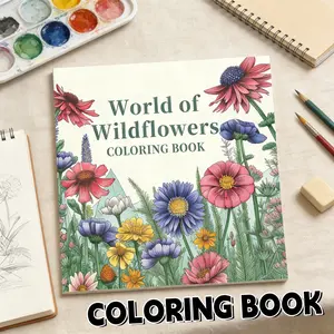 World of Wildflowers Coloring Book, Adult & Kids Art Drawing Notebook, Multi-Brush Support, Natural Theme Doodle Book, Perfect Gift