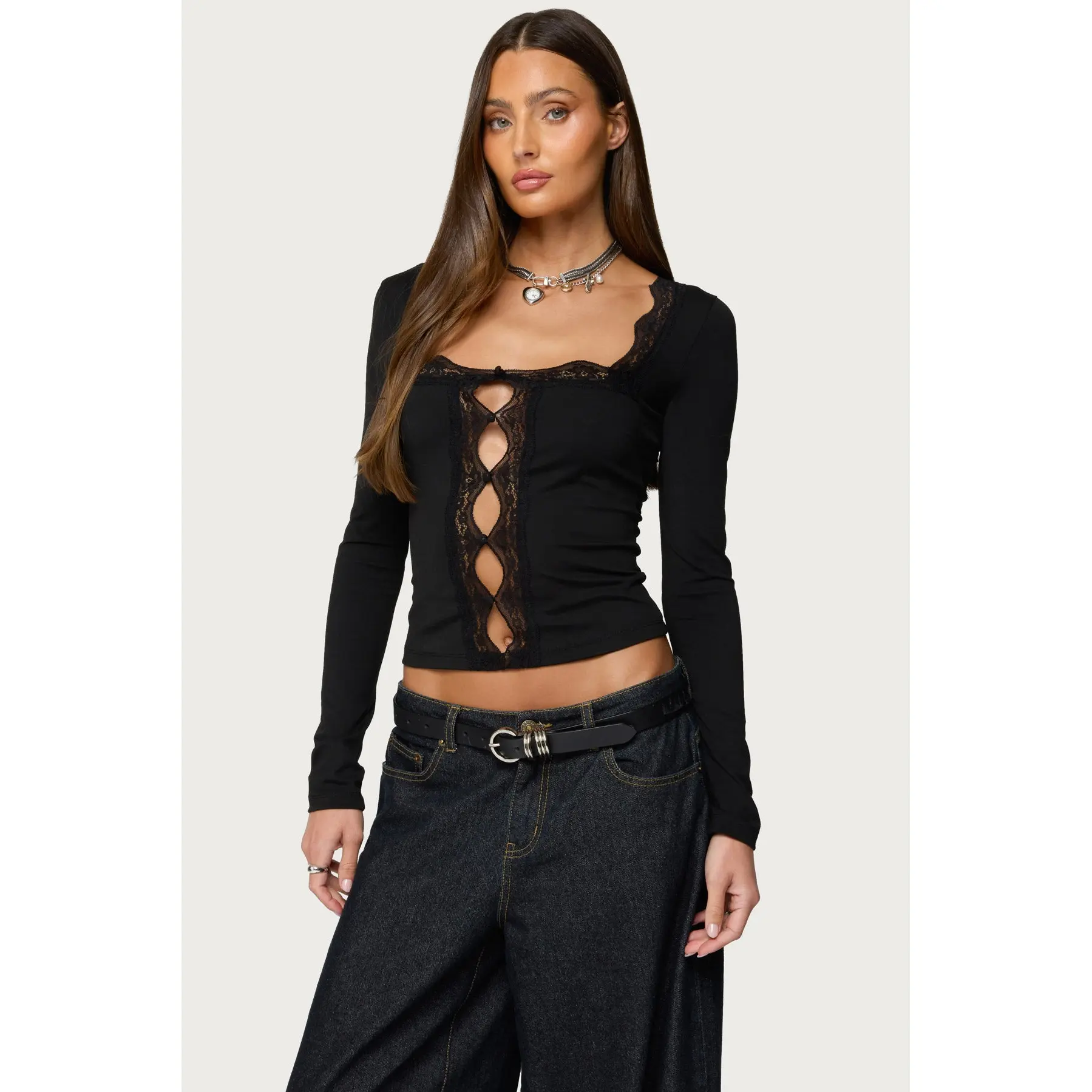 Zeya Lacey Keyhole Top