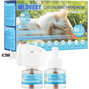Cat Pheromones Calming Diffuser for Cat Anxiety Relief, Cat Calming Diffuser to Reduce Cat Scratching, Spraying, and Fear of Parties, Cat Pheromone Diffuser Plug-in with 2 Refills (Blue)