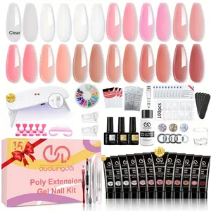 Professional Poly Extension Gel Nail Kit, 12 Colors All Seasons Poly Gel Nail Kit Complete with Nail Lamp, Manicure Tools Nail Forms for Starter