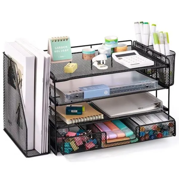 Desktop Organizer 4-Tier Desk Organizers Sets and Storage, File Organizers for Desk Drawer Organizer, Paper Organizer for Desk