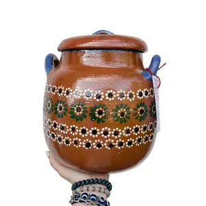 Olla Frijolera De Barro Pot 2000mL  Cookware Clay Mexican Smooth Rustic Traditional Classic