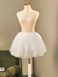 1 Pc Ballet Style Mesh Tutu Skirt, Layered Puffy Design, Fitted A-Line, Elegant Solid Pattern, Perfect for Dance, Parties, Weddings