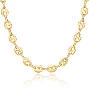 KISSYAN Gold Necklace for Women, 14K Gold Plated Dainty Chain Choker Chunky Figaro Snake Mariner Cuban Link Chains, Adjustable Trendy Necklaces Handmade Jewelry