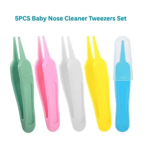 5PCS Baby Nose Cleaner Tweezers Set – Safe Rounded Tip Nasal Cleaner Tool for Infants & Toddlers, Soft Plastic Nose Picker for Booger Removal, Baby Grooming & Hygiene Care Kit