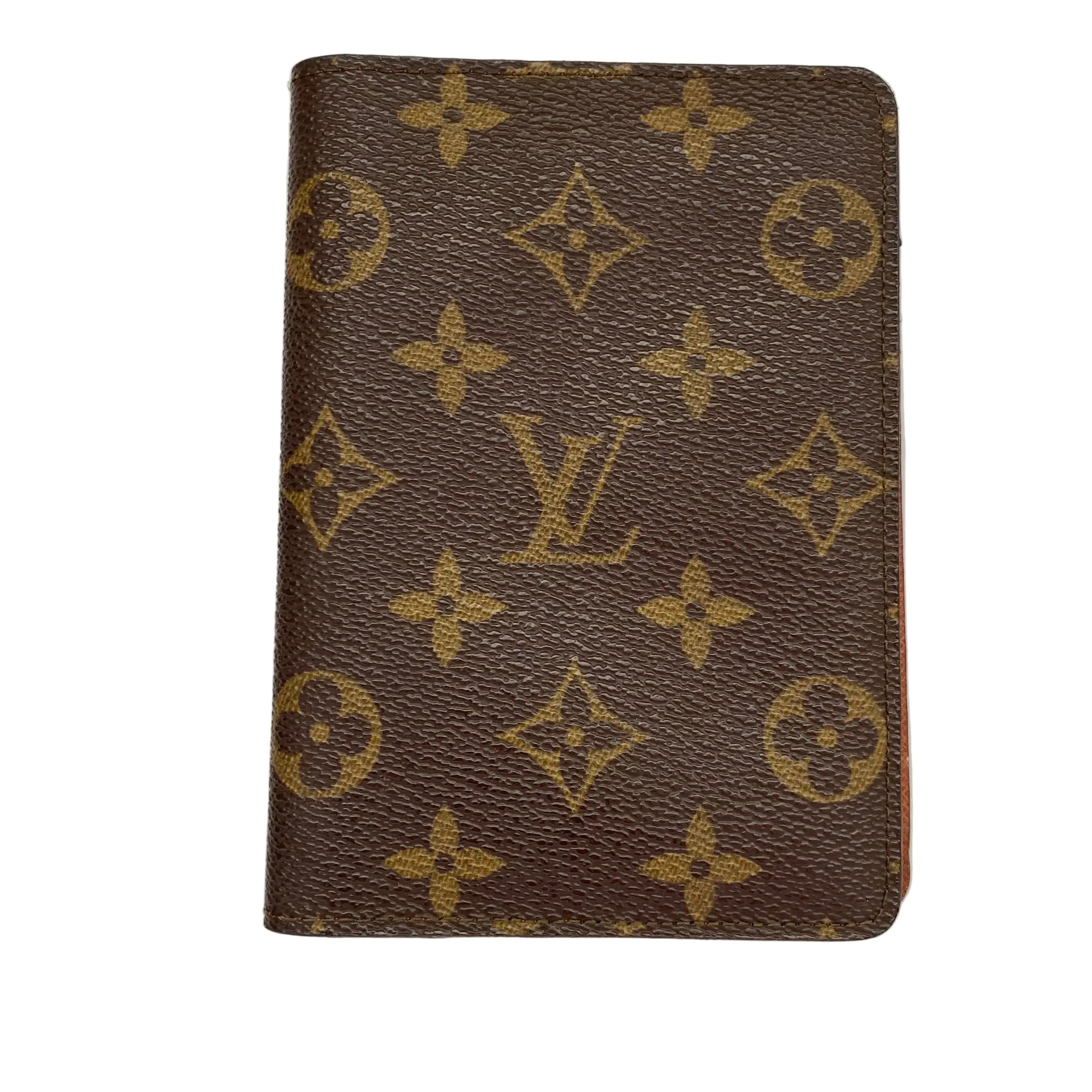Pre-owned Louis Vuitton brown Small Leather Goods monogram photo passport holder Authentic with COA 55x42