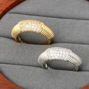 Hoop minimalist adjustable ring with micro-inlaid zircon accents for men and women