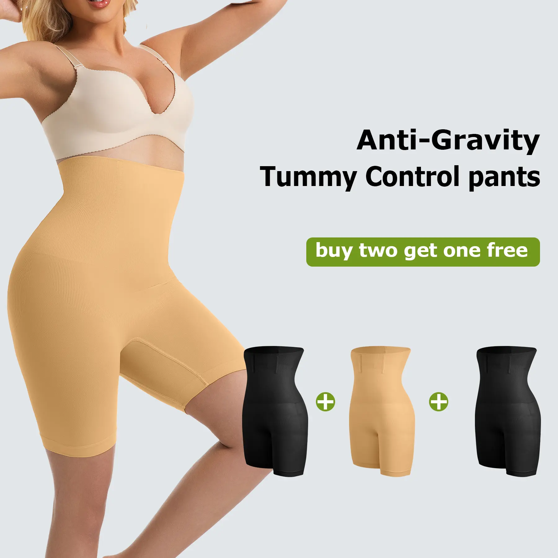 【3-pack Anti-Gravity Shaping Pants] Women's Tummy Control Butt-Lifting Shapewear,Sexy and Comfortable High-Waist Body Sculpting Garment Womenswear Compression outdoorfun