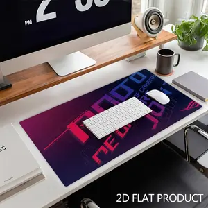 ROG - Themed Gaming Mouse Pad, Digital Printing, Multiple Specifications Available, High - Tech Futuristic Design with Red - to - Blue Gradient & Geometric Shapes, Ideal for Gamers' Desks