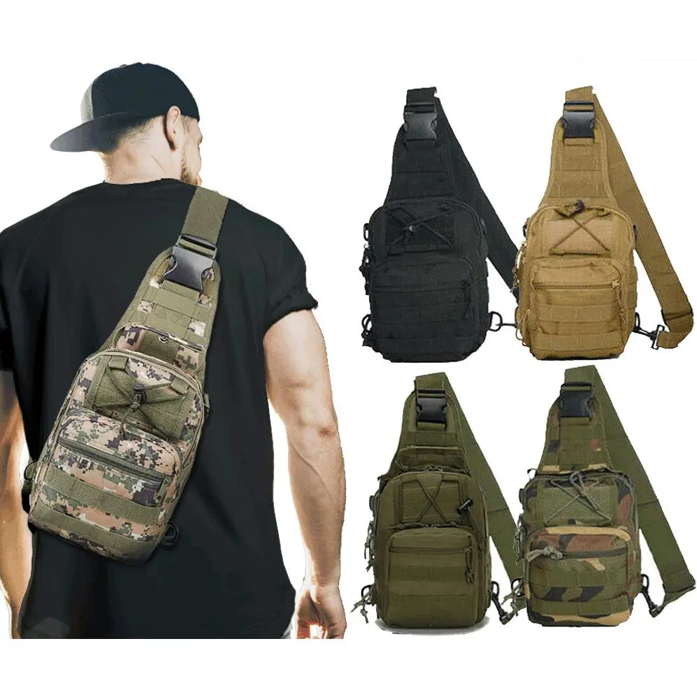 Men's and women's backpacks, outdoor tactical shoulder strap shoulder bags, military grade, Molle, EDC chest packs, hiking messenger bags