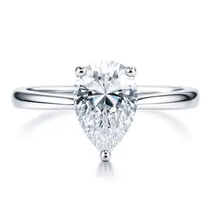 Solitaire 1.8ct Pear CZ Ring in Sterling Silver