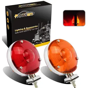 Partsam 2Pcs 4 Inch Round Double Face Star Led Pedestal Lights Mount Stop Tail Brake Turn Signal Lights Trucks Semi Trailers Tractors Fender Mount Lights Lamps DOT Compliant