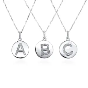 Initial Letter CZ Necklace in Sterling Silver