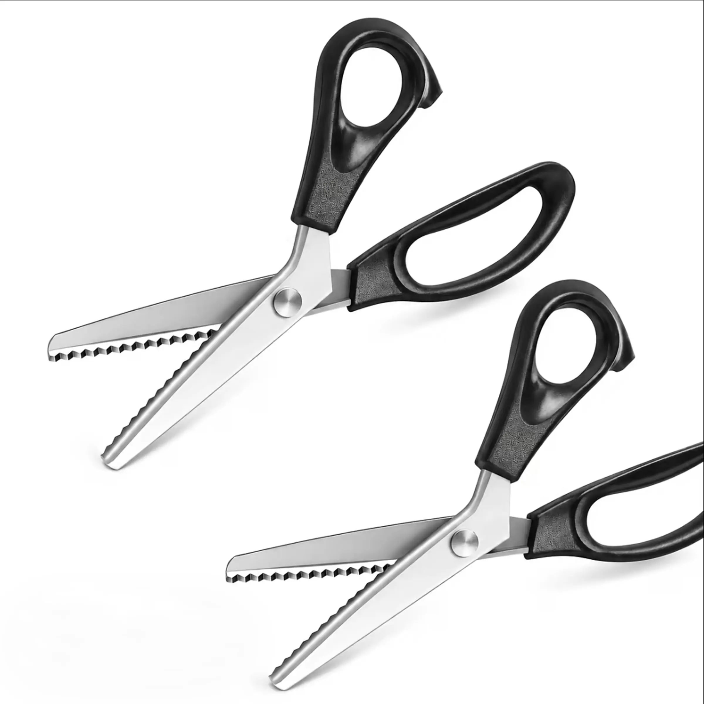Professional Pinking Shears Set (1/2 Pack), Stainless Steel Sharp Zig-Zag Fabric Scissors with Non-Slip Handle, Multi-Use Sewing Tools for Dressmaking Crafts