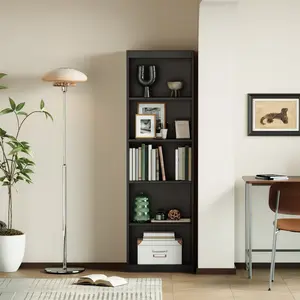 ALISENED 5 Tier Bookshelf Organization Bookcase, Tall Narrow Shelf Stand , Modern Skinny Cubes Storage  Display for Bedroom, Living, Office Furniture