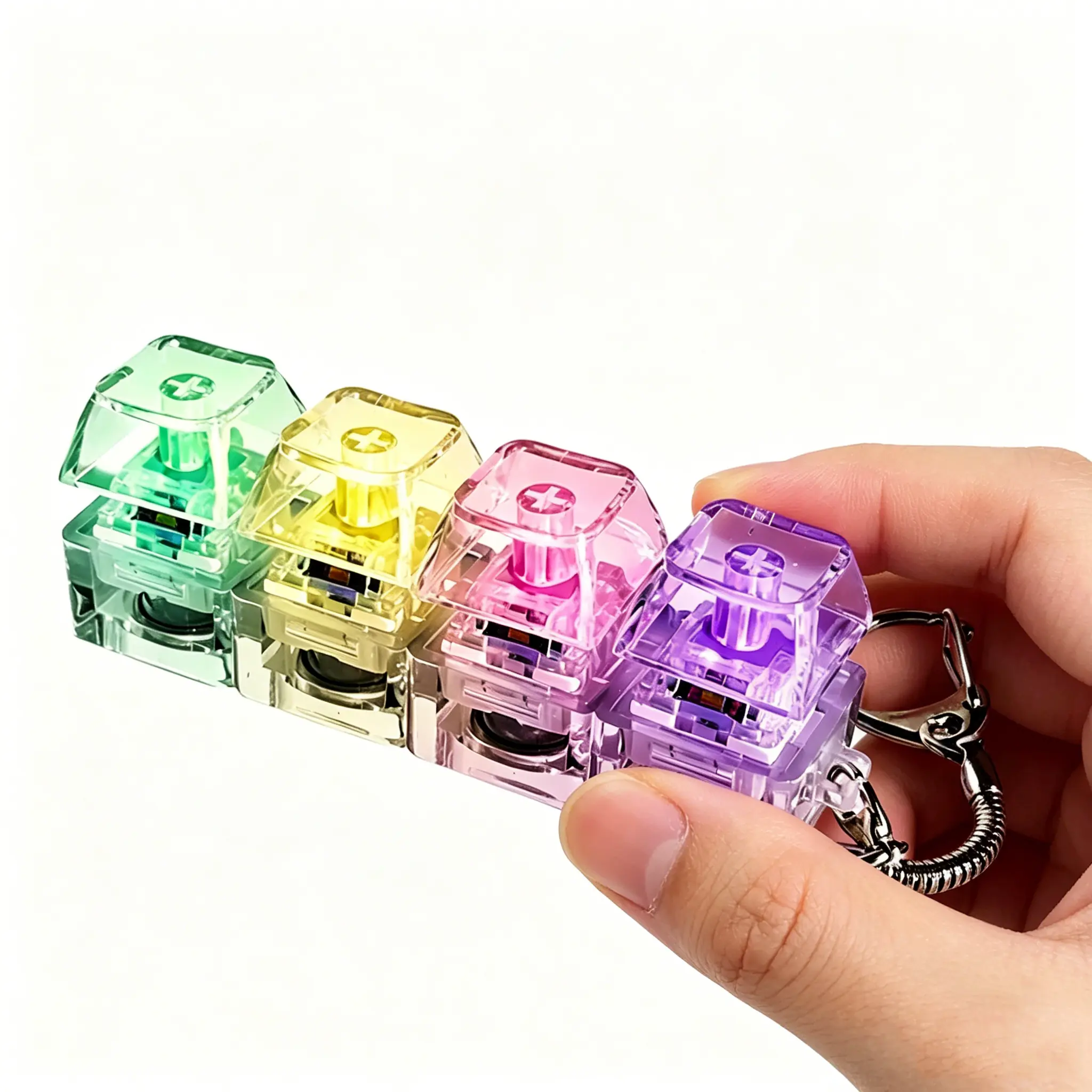 Keyboard-Style Fidget Toy Keychain Ultra-Refined Design with 4 Keys Durable Eco-Friendly Silicone & ABS Material for Adults Relaxation & Tactile Feedback Everyday Gift mini middle finger