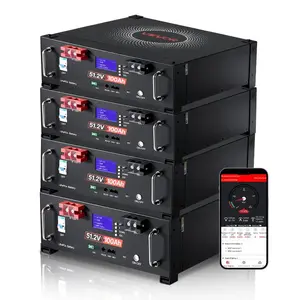 VEVOR 48V 400Ah LiFePO4 Lithium Battery, 4 Pack 100Ah, 20.48kWh Capacity, 51.2V Server Rack LiFePO4 Battery with Bluetooth, Max 6000 Cycles, LCD Display, for Off-Grid, Solar System, Backup Power