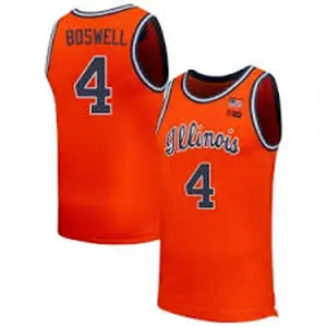 Orange #4 Boswell Basketball Jersey, Illinois Style Mesh Sleeveless Jersey, Custom Name Number Tank, College Game Day Shirt, Sports Fan Gift