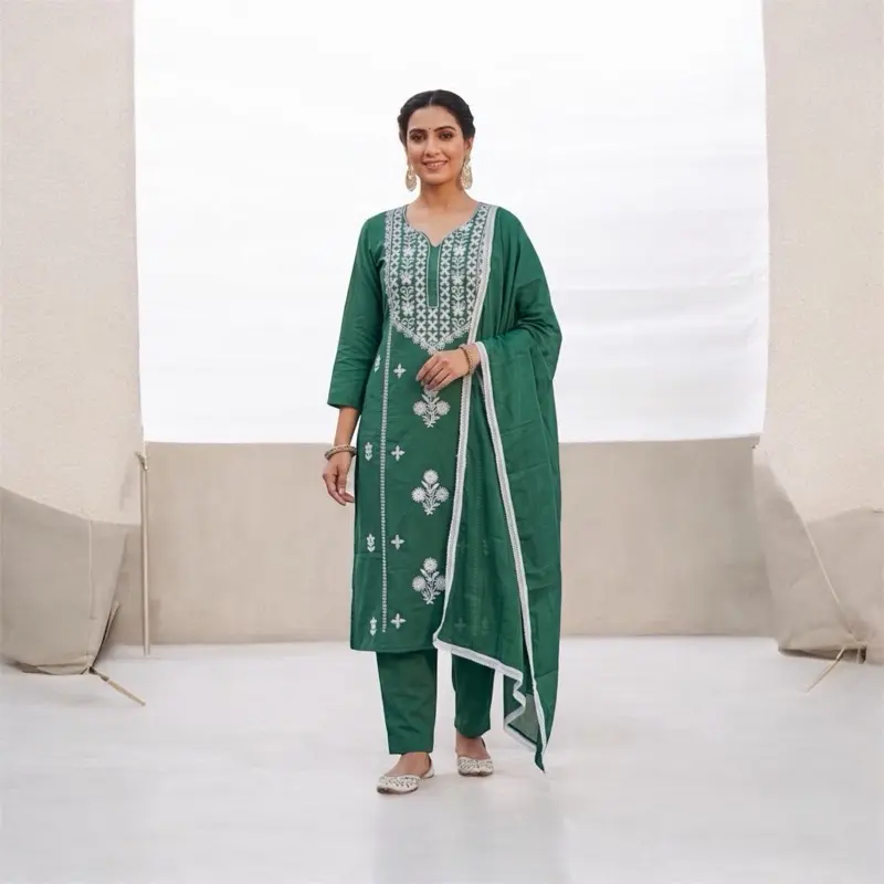Dabbu Cotton Summer Kurta Set with Chikanakri Work Cotton Dupatta - Casual Daily Wear Womenswear