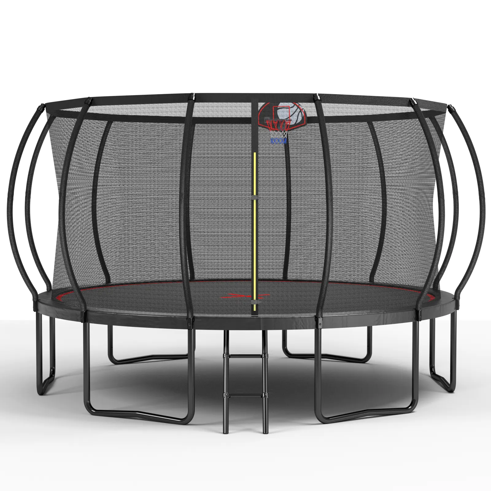 Unisex Adjustable Round Spring Trampoline for Kids Outdoor Play, Blue & Red, Secure Netting, Safety Features