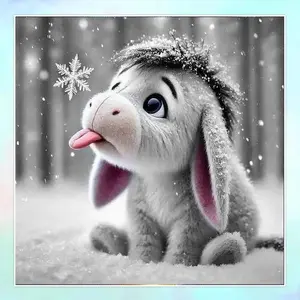 5D DIY Full Drill Round Diamond Painting - Diamond Art Kit Grey Donkey Mosaic, Canvas - DIY Decorative Painting, Home Wall Decor, Suitable for Halloween and Christmas, Birthday and Anniversary Gifts, Diamond Painting Kits