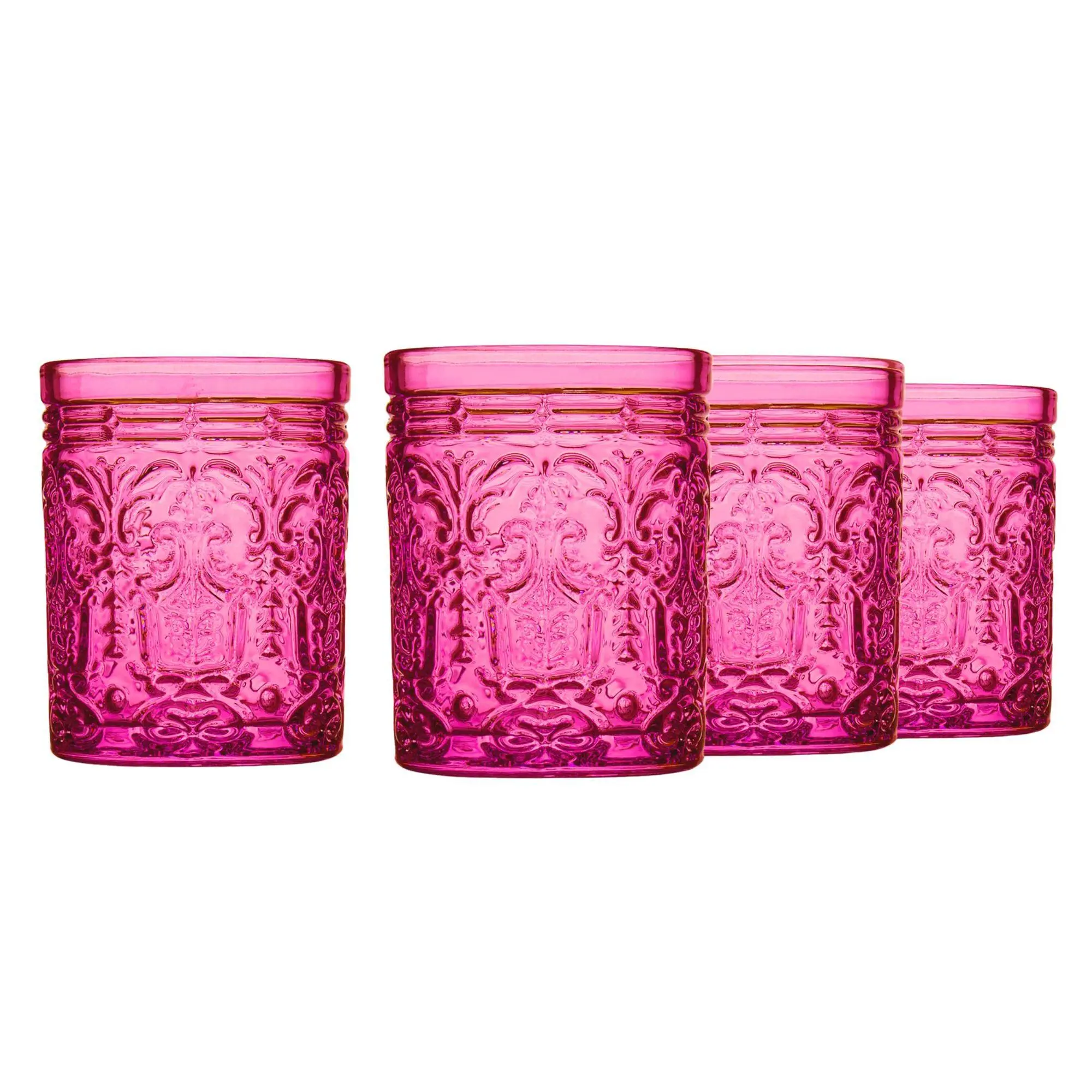 Godinger Jax Hot Pink Double Old Fashion, Set of 4