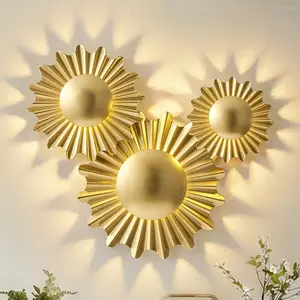 Gale 3-Light Golden Sunburst Wall Sconce Lighting Gale 3-Light Golden Sunburst Wall Sconce Lighting