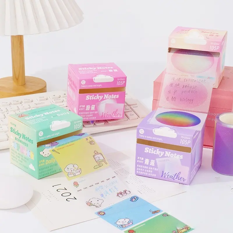 105pcs Transparent Pearl Pull-Out Sticky Notes, Morandi Index Stickers, Index Tabs for Students, Note Pads for Learning and Office Use, Office Supplies