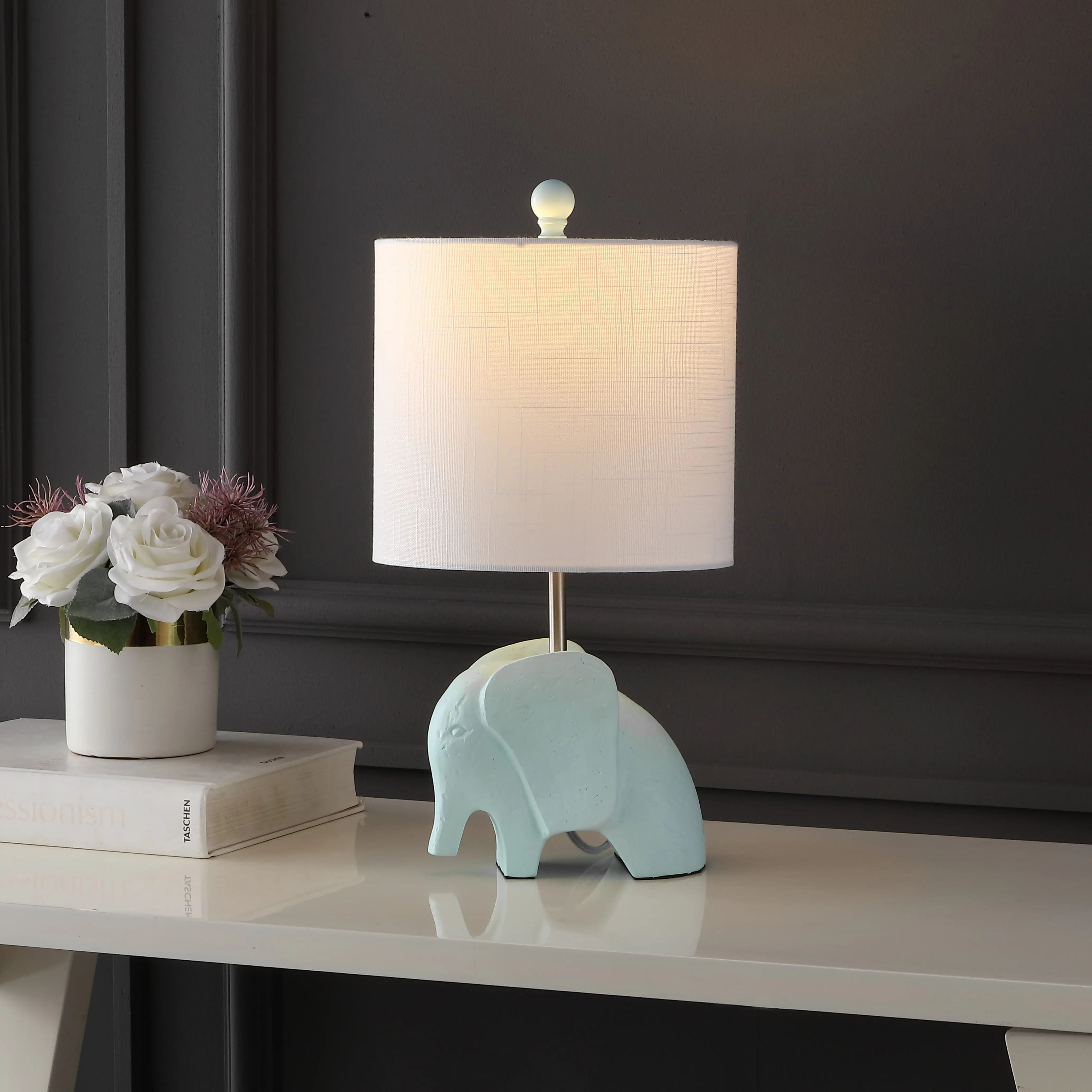 JONATHAN Y Koda Eclectic Southwestern Resin-Iron Elephant LED Desk Lamp for Kids, Artistic Design Lamp with Bases & Shades, Included Bulb, Artistic Design Lamps, Bases & Shades