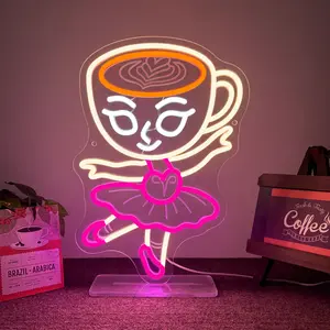 Italian Cappuccino neon sign,Cappuccino the ballerina LED neon sign,Suitable for bedrooms, clubs, cafes, bars, and fun fan gifts, Led Neon Lights