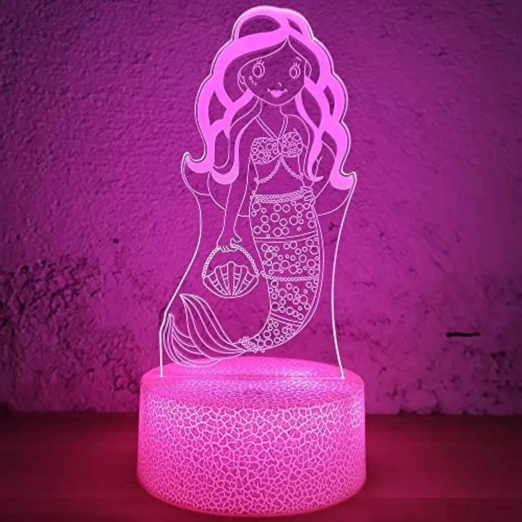 Cute Mermaid Design LED Lamp - 16-Color Change Automatic Mood Light with Remote Control, Indoor Novelty Decor Lighting, Bedroom LED Lights, Boys' Christmas Birthday Novelty Gift, Kids Girl Stuff