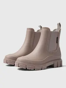 Women's Fashionable Waterproof Non-slip Rain Boots, Casual Comfortable Slip-on Boots, Perfect for Students and Outdoor Sports, Daily Wear Boots, Round Toe Boot, Waterproof Footwear