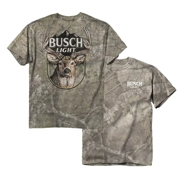Busch Whitetail Deer Camo T Shirt, Hunting Deer Camo Tee, Buck Hunting Graphic Shirt, Deer Hunter Apparel, Realtree Style Camouflage Tee, Outdoor Hunting Clothing, Wildlife Graphic T Shirt, Hunter Gift for Men, Woodland Hunting Tee,